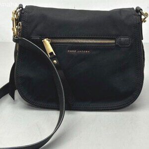 Marc Jacobs Preppy Nylon Flap-Over Crossbody – Black with Leather Strap